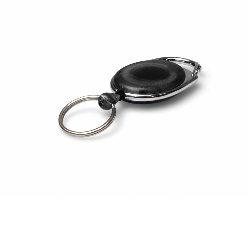 Picture of Black Translucent carabiner ID badge reel with key ring. 60270237